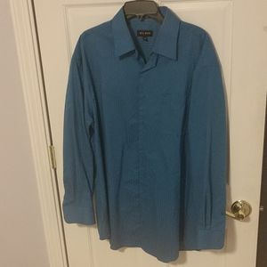 Blue stripped Haggar long sleeve dress shirt.